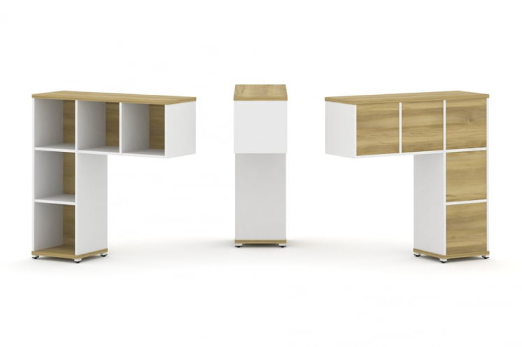 Надставка на стол низкая односторонняя + задняя стенка 5шт. CОНCЕПТ CН.ОНН-001 Дуб Винченцо Белый бриллиант Белый металл / CONCEPT CN.ONN-001_0