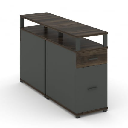 Тумба двухсторонняя опорная приставная с ящиком, распашным фасадом и надставкой CОНCЕПТ CН.ДТГО-006 Б/В Дуб Мали Антрацит / CONCEPT CN.DTGO-006 B/W_0