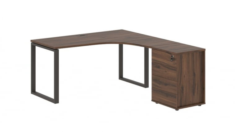 Стол эргономичный с тумбой правый ЕДИС ЕКCЕТ 1518 Р Дуб Денвер темный Мокко / EDIS EQCET R_0