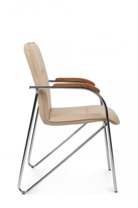 Стул Самба с деревянными подлокотниками СМБ-02Х Хром гальв. Бежевый / SMB-02H_1