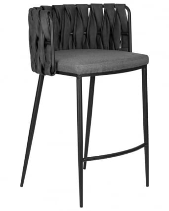 Стул барный ДОБРИН АМЕЛИА (серая ткань (Ф-48), темно-серый винтажный ПУ (МФ-12)) 4 шт / DOBRIN AMELIA (F-48), PU (MF-12))_2