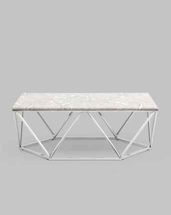 Журнальный столик Авалон силвер 122*66 Серый мрамор / silver_4
