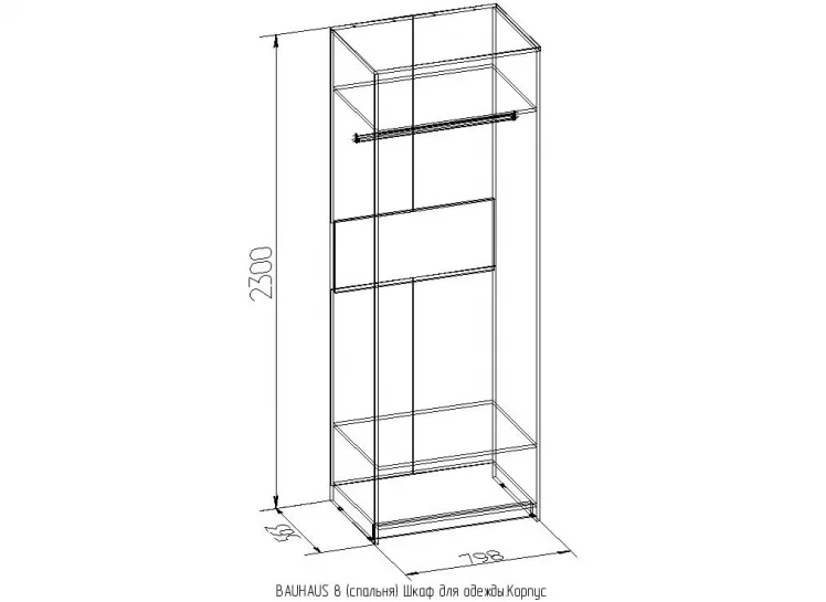 Корпус шкафа для одежды БАУХАУС 8 Дуб Сонома (спальня) / BAUHAUS_1