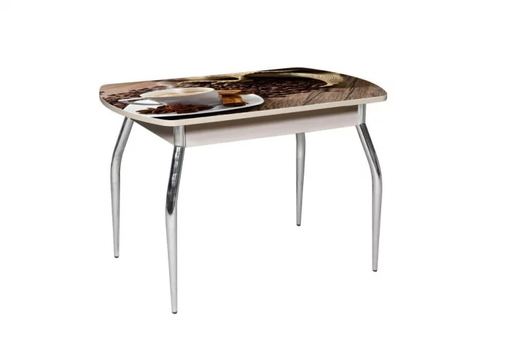 Стол нераздвижной 1,1 Грация, СТЕКЛО, опоры изогнутые ХРОМ, Беленый дуб/Р012 / дуб/R012_0