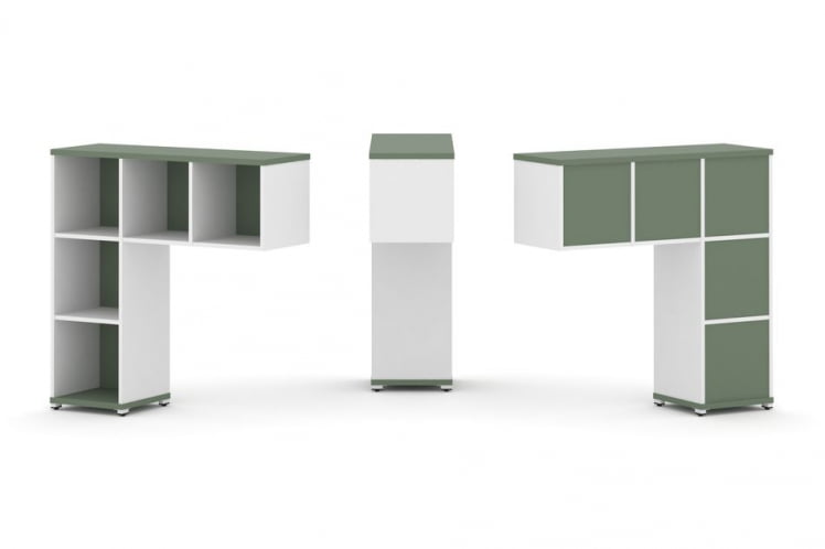 Надставка на стол низкая односторонняя + задняя стенка 5шт. CОНCЕПТ CН.ОНН-001 Кобо Белый бриллиант Белый металл / CONCEPT CN.ONN-001_0