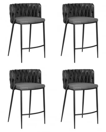 Стул барный ДОБРИН АМЕЛИА (серая ткань (Ф-48), темно-серый винтажный ПУ (МФ-12)) 4 шт / DOBRIN AMELIA (F-48), PU (MF-12))_0