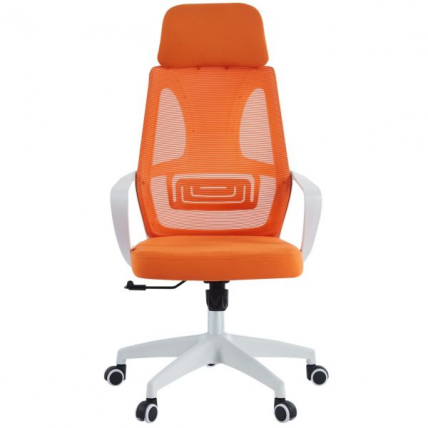 Кресло руководителя CХАИРМАН CХ636 ткань/сетка оранжевый, белый пластик (М) / CHAIRMAN CH636 (M)_1