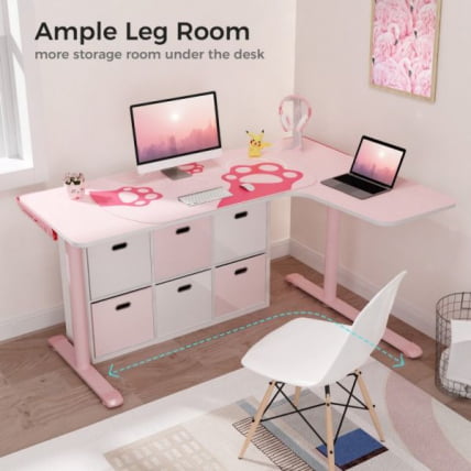 Стол письменный (для компьютера) угловой ЕУРЕКА ЕРК-Л60Р-ПК-В2 (правый), розовый / EUREKA ERK-L60R-PK-V2_16