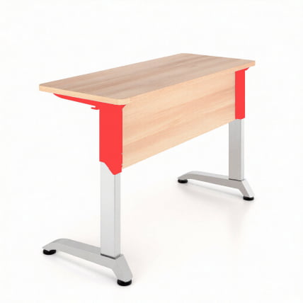 Парта двухместная Де Гласси Н (рост 3-5)  ЛДСП Дуб молочный/ Металл Серый+Красный_0