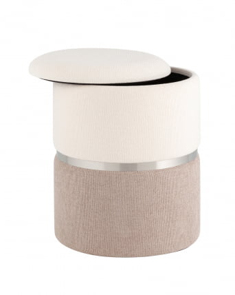 Пуф Кэрри с ящиком серебро шенилл Серо-бежевый_3