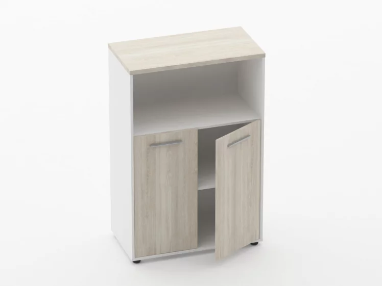 Шкаф 2 широкий закрытый с нишей Дека 10.12.111 Дуб Сантана светлый/Белый / Deka_1