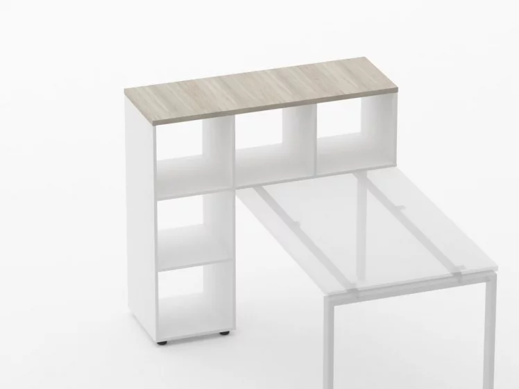 Стеллаж к столу Дека 9.08.12 Дуб Сантана светлый/Белый / Deka_2