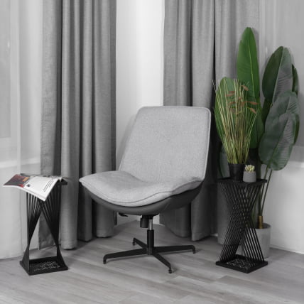 Кресло лаунж Космо велюр/букле (ХЙП)/экокожа, светло-серый/графит / Cosmo (HYP)/экокожа,_13