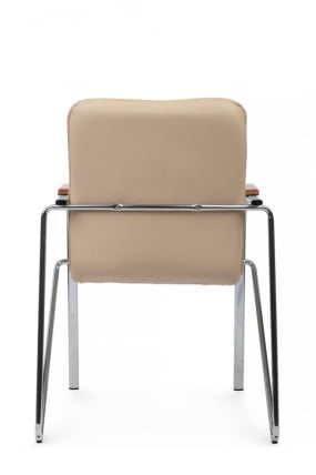 Стул Самба с деревянными подлокотниками СМБ-02Х Хром гальв. Бежевый / SMB-02H_3