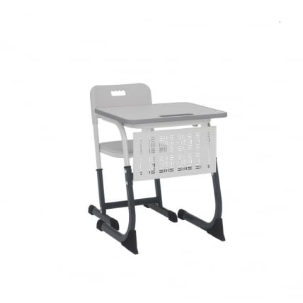 Парта одноместная регулируемая по высоте СМАРТЙ ПЛУС 600х500  с антивандальной  полиуретановой кромкой и сеткой (рост 3-5) Антрацит/Белый/Серый Кромка Антрацит / SMARTY PLUS_1