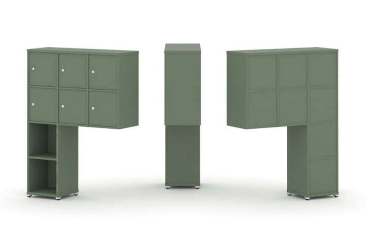 Надставка на стол высокая односторонняя + задняя стенка (8 шт.) + распашной фасад (6 шт.) CОНCЕПТ CН.ОНВ-008 Кобо Белый металл / CONCEPT CN.ONV-008_0