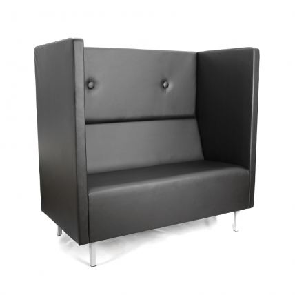 Диван офисный двойной Скайнет модуль В с высокой спинкой черный Екотекс 3001 / Ecotex_0