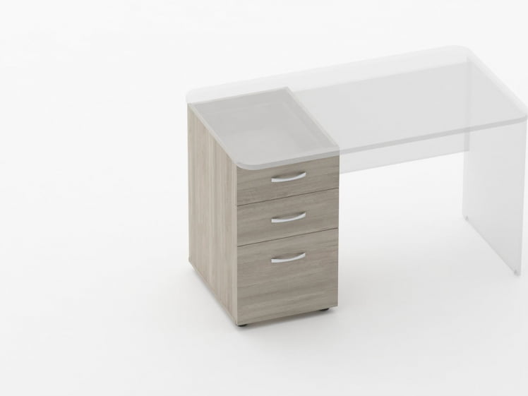 Тумба встраиваемая в стол на 3 ящика Глассй 3.12.14 Дуб сантана светлый / Glassy_0