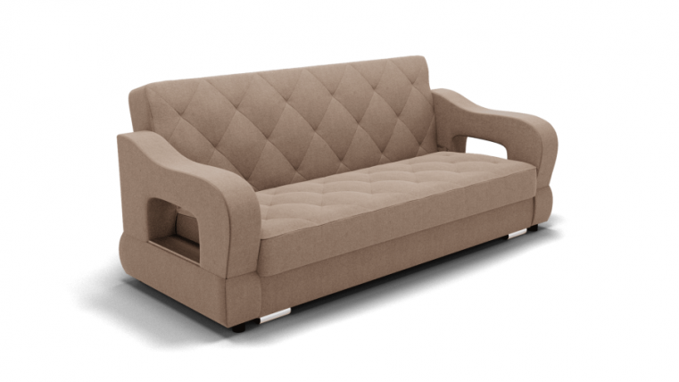 Диван Бруно-2 (ЗР) Цвет фасада: Светло коричневый; Тип: Прямой; Материал фасада: Металл/Велюр_0