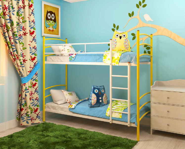 Кровать двухъярусная Милана Дуо 900х2000 Желтая / Duo_1