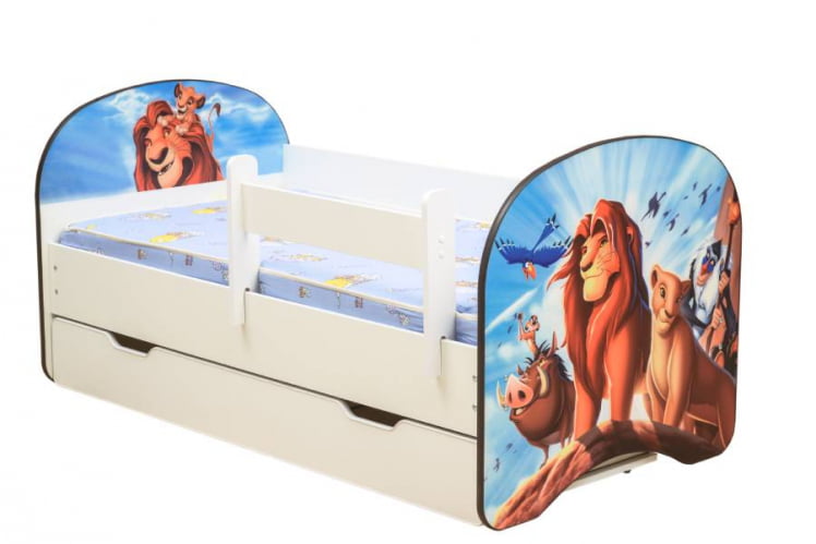 Кровать детская с фотопечатью с 1 ящиком 700*1400 Король Лев_0