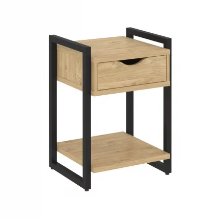 Тумба на регулируемых опорах с ящиком и полкой ЛОФТ ВР.Л-Т1.О Металл черный Тиквуд светлый / LOFT VR.L-T1.O_0