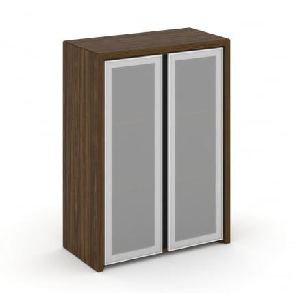 Шкаф средний широкий (2 средних фасада стекло сатин в раме) Корнер CОР.СТ-2.4Р Орех Лоренцо / Corner COR.ST-2.4R_0