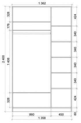 Шкаф-купе Хит-24-14-77 Париж Ясень шимо светлый_2