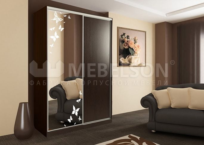 Шкаф-купе Рио 1-600 бабочки Венге_1