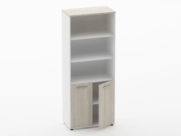 Шкаф 4 широкий верх открытый, низ закрытый Дека 10.19.111 Дуб Сантана светлый/Белый / Deka_1