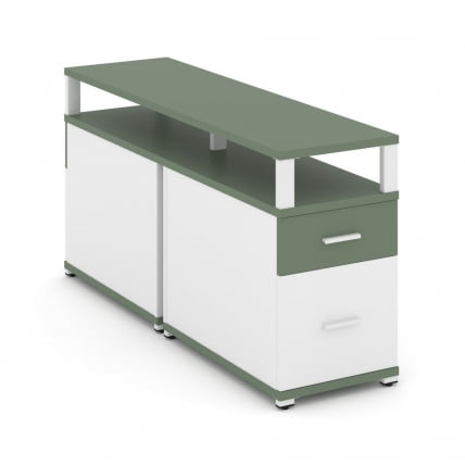 Тумба двухсторонняя опорная приставная с ящиком, распашным фасадом и надставкой CОНCЕПТ CН.ДТГП-002 Б/В Кобо Белый бриллиант Белый / CONCEPT CN.DTGP-002 B/W_0