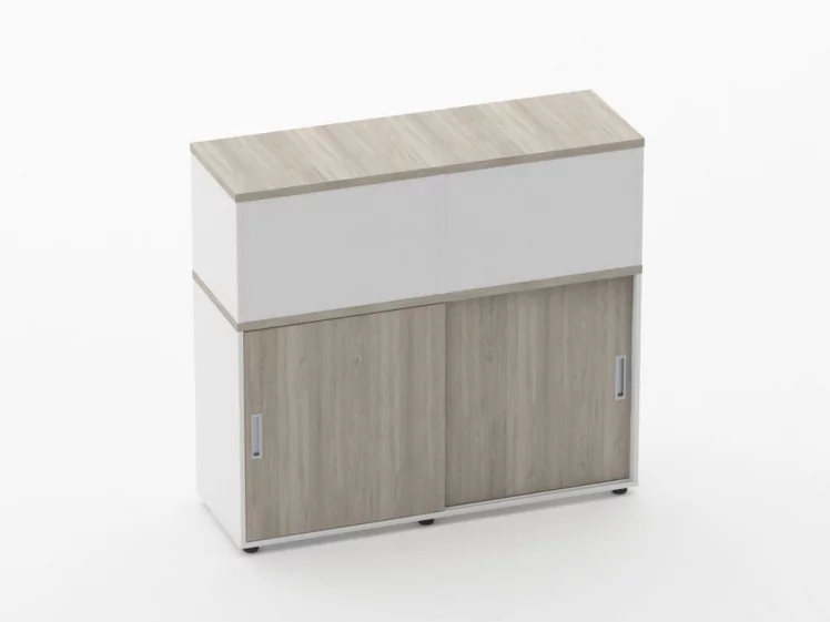 Тумба комбинированная высокая для рабочего модуля Дека 9.04.125 Дуб Сантана светлый/Белый / Deka_0