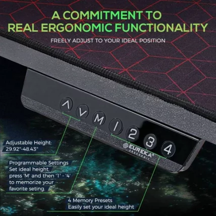 Геймерский стол c электрической регулировкой по высоте ЕУРЕКА ЕРК-ЕГД-С62Б Черный с РГБ / c EUREKA ERK-EGD-S62B RGB_12