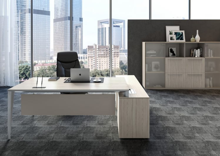 Комплект мебели для кабинета руководителя Атлас №03 Ясень Наварра Алюминий / Atlas_0