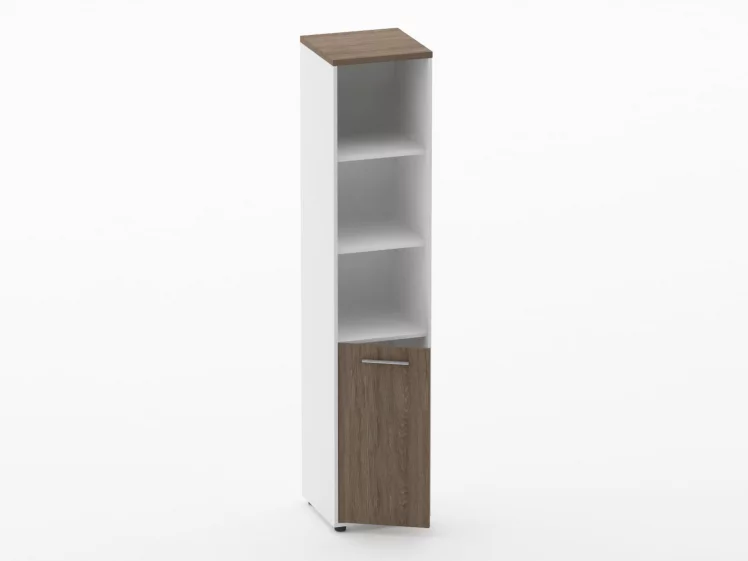 Шкаф 4 узкий верх открытый, низ закрытый Дека 10.19.11Л Дуб Верцаска/Белый / Deka_1