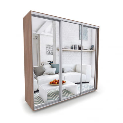 Шкаф-купе 3-х дверный Акцент-Сим З 2400х600 Ясень шимо тёмный_0