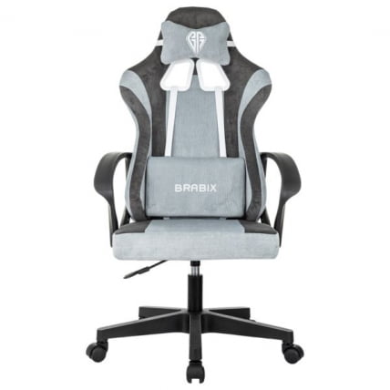 Кресло компьютерное БРАБИКС Форсер ГМ-127, 2 подушки, ткань, серое/светло-голубое / BRABIX Forcer GM-127,_5