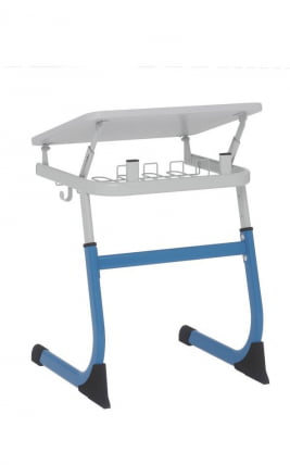 Парта одноместная регулируемая по высоте СМАРТЙ 600х500 с углом наклона столешницы (рост 5-7) Серый/Серый / SMARTY_1