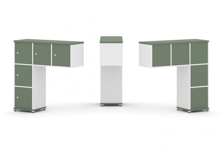 Надставка на стол низкая односторонняя + задняя стенка (5 шт.) + распашной фасад (5 шт.) CОНCЕПТ CН.ОНН-007 Кобо Белый бриллиант Белый металл / CONCEPT CN.ONN-007_0