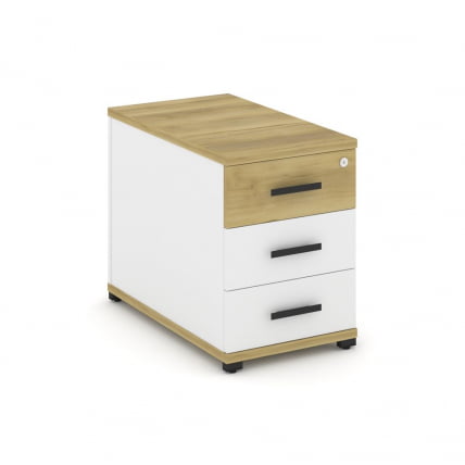 Тумба опорная приставная с 3-мя ящиками CОНCЕПТ CН.ТГО-001 Б/В Дуб Винченцо Белый бриллиант Черный / CONCEPT CN.TGO-001 B/W_0