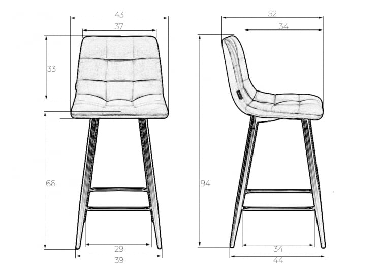 Стул полубарный ДОБРИН ОЛИВИА (черные матовые ножки, светло-серый велюр (108-52)) / DOBRIN OLIVIA_8