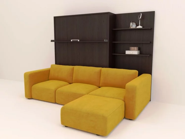 Диван кровать-трансформер Смарт 1 с пуфом 3-в-1 1400 правый Венге_0