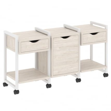 Тумба на колесных опорах наборная. Вариант №6 ЛОФТ ВР.Л-ТН-6.К Металл белый Денвер светлый / LOFT VR.L-TN-6.K_0