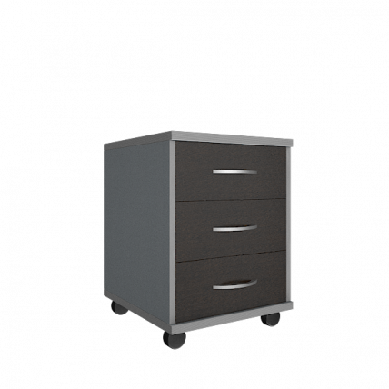 Тумба подкатная (3 ящика, с замком) Рива А.ТМ-3 Венге/Металлик / Riva_0