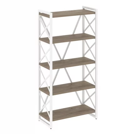 Стеллаж на регулируемых опорах - 5 полок ЛОФТ ВР.Л-МСТ.О-5.8 Металл белый Тиквуд темный / LOFT VR.L-MST.O-5.8_0