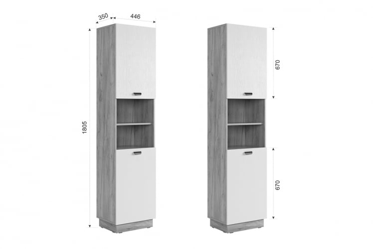 Шкаф комбинированный Моди МГМ-01 дуб крафт золотой/белое дерево / MGM-01_6