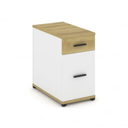 Тумба опорная/приставная с ящиком и распашным фасадом CОНCЕПТ CН.ТГО-005 Б/В Дуб Винченцо Белый бриллиант Черный / CONCEPT CN.TGO-005 B/W_0