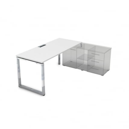 Стол рабочий, прямолинейный три опоры, правый ГЛОСС ЛИНЕ НСТП-О.995 Белый Премиум / GLOSS LINE_0