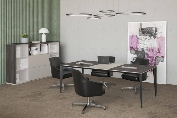 Комплект мебели для переговорной Атлас №06 Бренсон Серый камень Трюфель Антрацит / Atlas_0