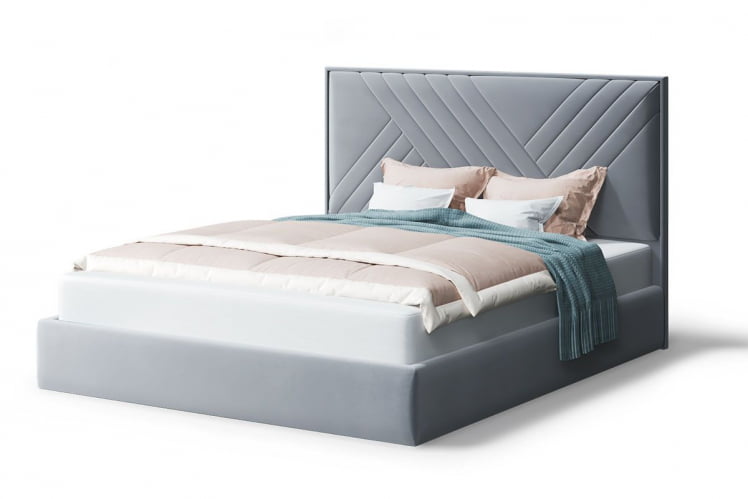 Кровать МИРА 2000*1400мм (без опор), велюр НЕО 25 (серый), (б/основания, б/матраса) / NEO_0